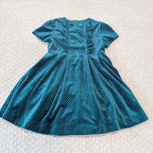 Mayoral Girls Teal Sparkle Velvet Dress 7